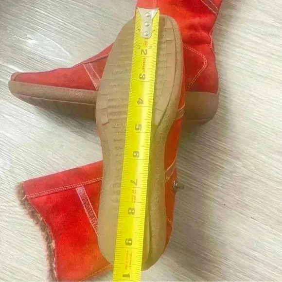 AQUATALIA ORANGE SUEDE WINTER BOOTS MADE IN ITALY SQUARE TOE WEDGE SIZE 8 - Picture 12 of 15